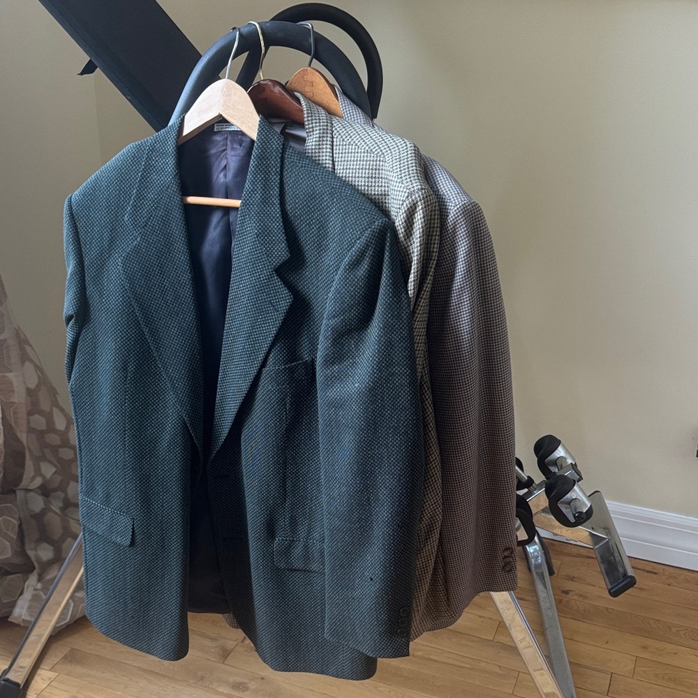 Men's Green Textured Blazer - Classic Single-Breasted Sport Coat